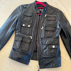 Y2K Dolce & gabbana black leather jacket.